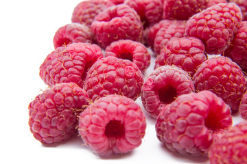 Raspberries isolated on white background