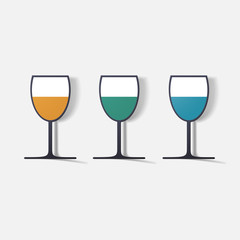 Paper clipped sticker: glass with liquid