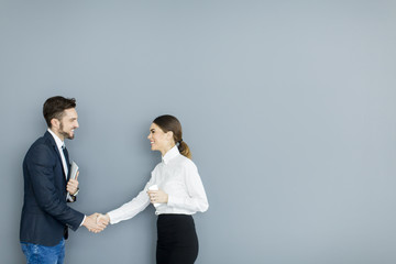 Young couple working in the office