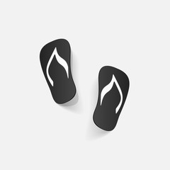 Realistic paper sticker: beach flip flops