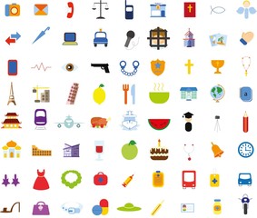 Big set of travel icons in flat style