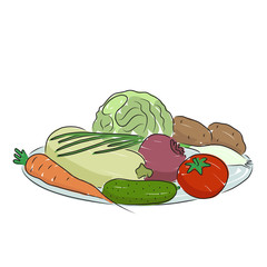 A plate of vegetables, vector illustration - 92388685