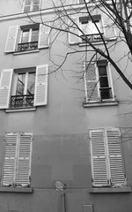 Building in Paris. Black and white photo