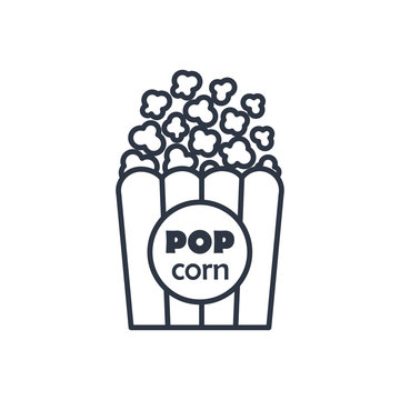 Vector popcorn outline icon. Food symbol