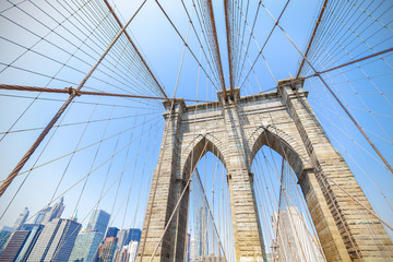 Brooklyn Bridge in New York City, USA.