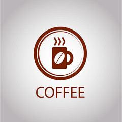 Coffee cup vector logo design template. Cafe shop emblem sign ic