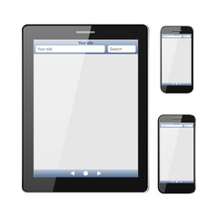 Smart phone, with internet browser window on the screen