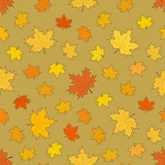Seamless autumnal pattern with maple leaves