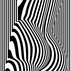 abstract female nude in op art style