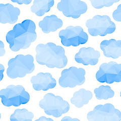 Polygonal seamless pattern with clouds.