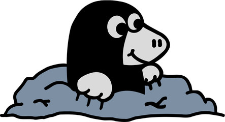 Cute Mole looking out of his hole