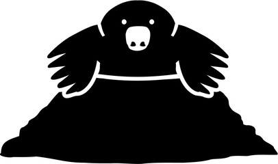 Mole silhouette in a hole
