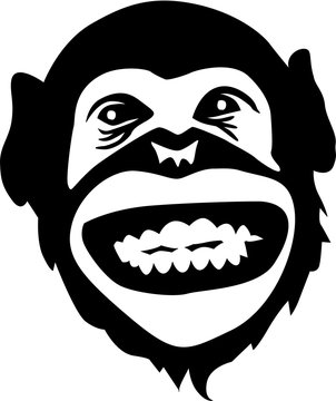 Laughing chimpanzee head