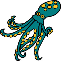 Colorful cartoon octopus
