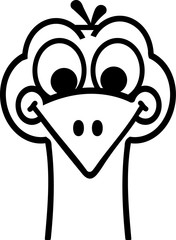 Ostrich cartoon contour