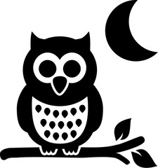 Owl at night with moon