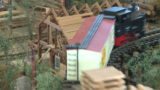 A model train going around the track