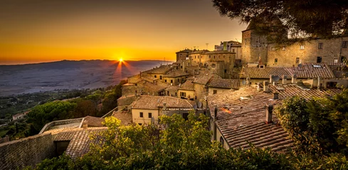 Deurstickers Toscane Volterra-zonsondergang
