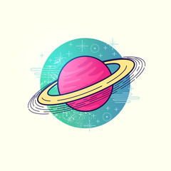 Space Planet Vector. A large gas planet with a ring system. vector illustration © James Thew