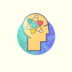 Scientist Vector Icon. A scientist with an atom symbol. Vector illustration.