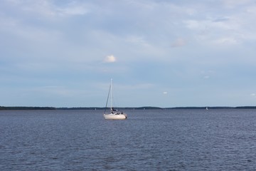 Lake landscape with yachts