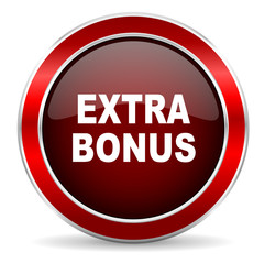 extra bonus red circle glossy web icon, round button with metallic border