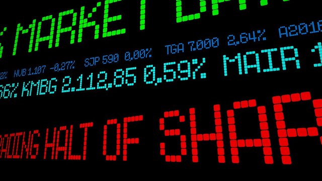 Stock market ticker Trading Halt of Shares
