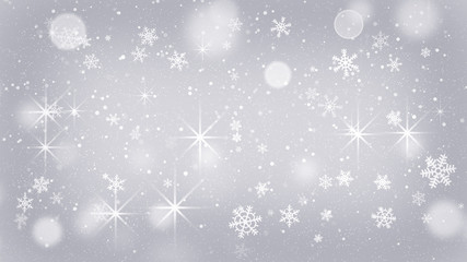 Naklejka na ściany i meble silver snowflakes and stars abstract background