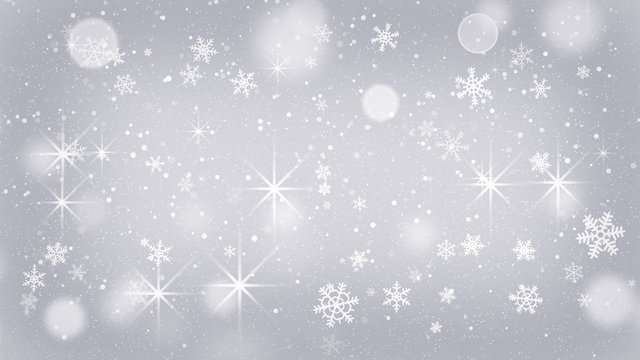 silver snowflakes and stars abstract background