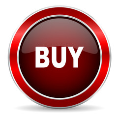 buy red circle glossy web icon, round button with metallic border