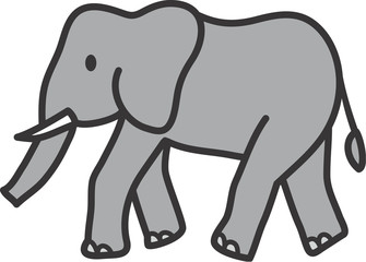 灰色の横向きで歩くゾウ