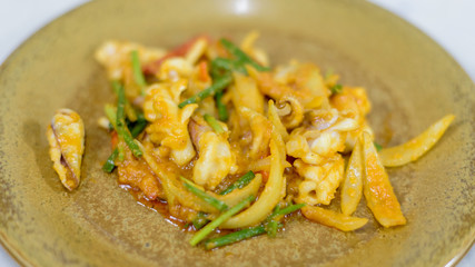 Fried squid with salted egg
