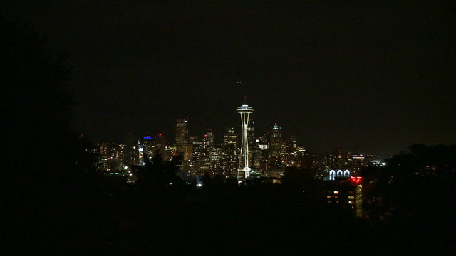 Downtown Seattle evening - medium zoom in