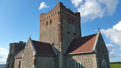 Church and light house of Dover castle, Kent, UK