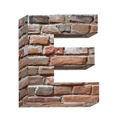 Obraz premium One letter from old brick alphabet set, isolated on white. Computer generated 3D photo rendering.