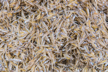 Dried Small fish anchovies used in Asian cuisine