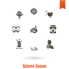 Set of Flat Autumn Icons