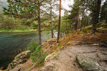 Fototapeta na wymiar Norwegian nature in Husedalen - Valley of waterfalls Norway
