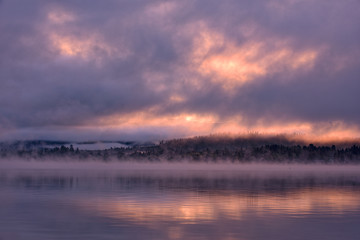 Obraz na płótnie Canvas Foggy Lake at Dawn