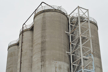 Concrete industrial double silo.