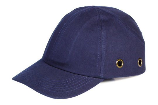 Navy Blue Baseball Cap On White Background, Protection From Sun