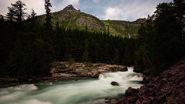 timelapse of fast moving river in montana