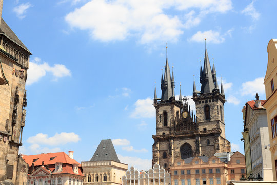 Church of Our Lady before Tyn and Old Town Square in Prague
