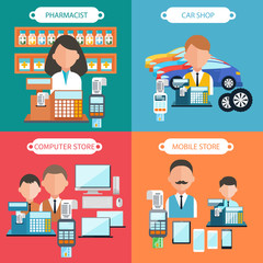 Car, Mobile, Pharmacist and Computer Store 
