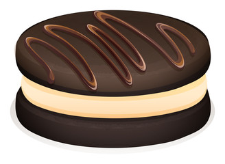 Sandwich cookie with chocolate topping
