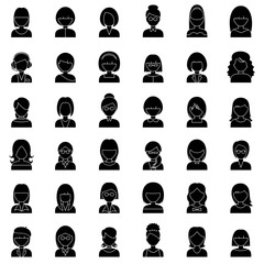 Set of outline people icons.