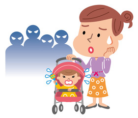 ベビーカー　赤ちゃん　ママ　人々