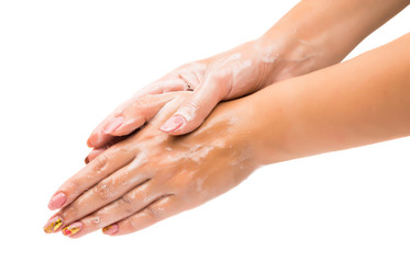 Fototapeta premium Women's hands with soap