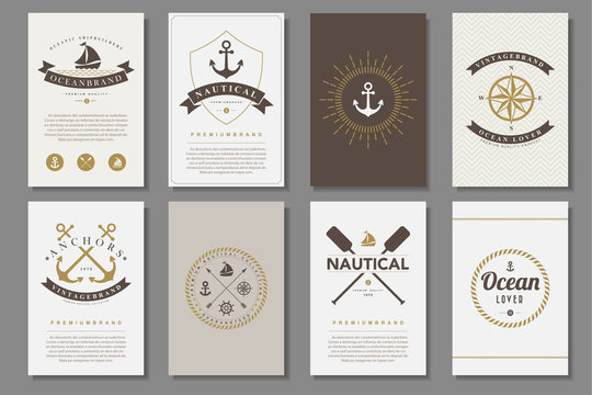 Set of  nautical brochures in vintage style