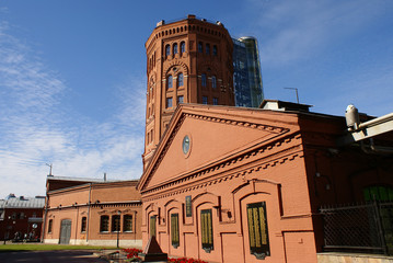 The old building of the water tower in St. Petersburg. Now it is the 